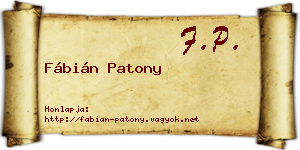 Fábián Patony névjegykártya